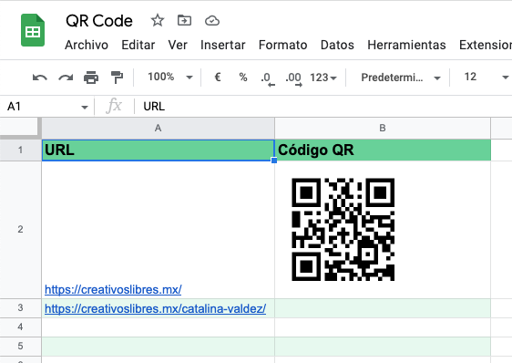 Genera códigos QR con Google Sheets