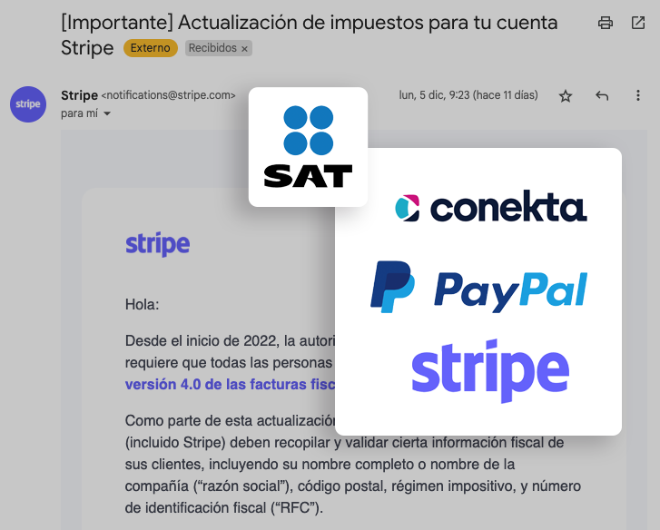 Actualización Constancia Fiscal con Stripe o Paypal